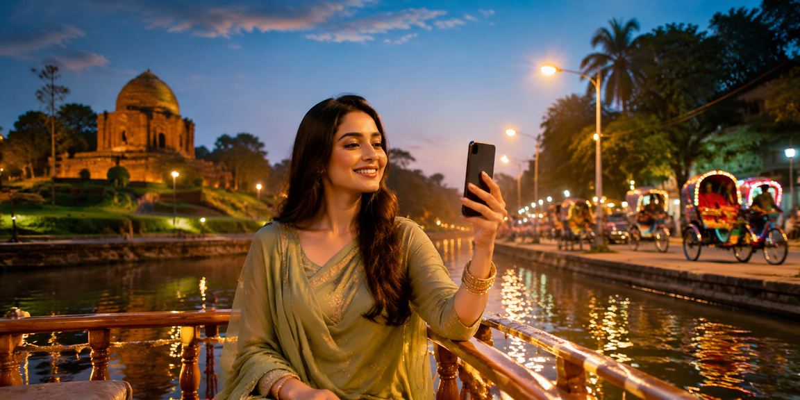 ঢাকায় রিকশার পাশে বসে মোবাইলে বেটিং অ্যাপ ব্যবহার করছেন একজন ব্যক্তি